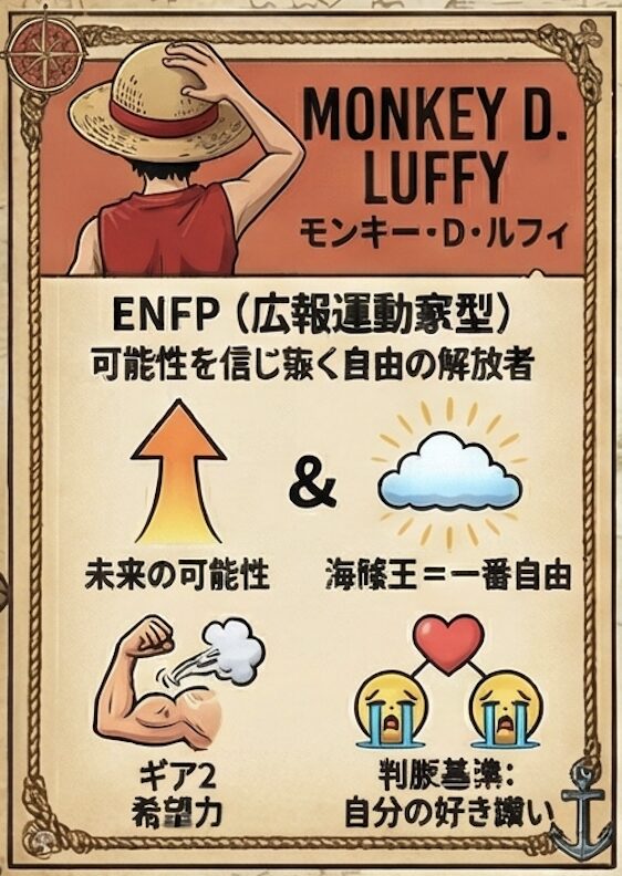 ワンピースのMBTI診断一覧！わかりやすく図解で人気キャラ解説！
